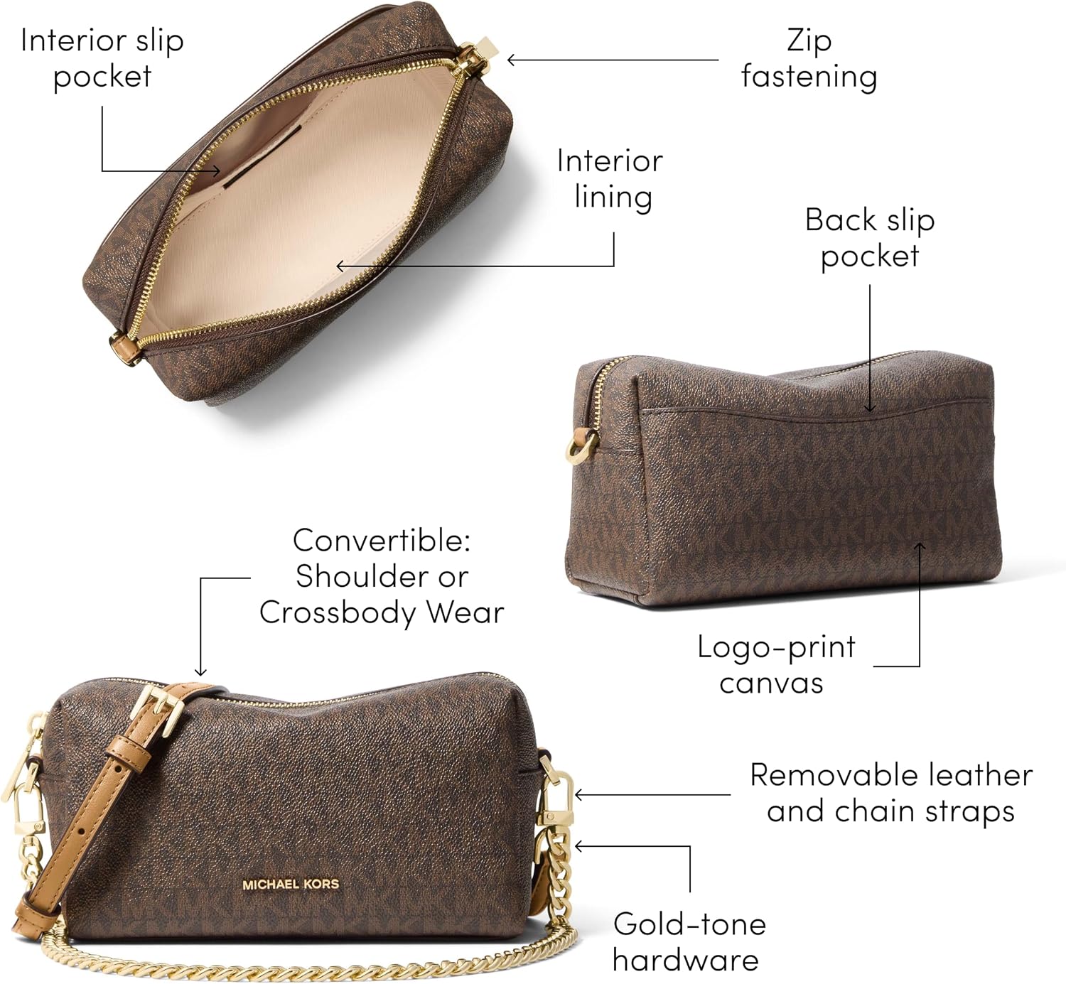 BOLSO CRUZADO PEQUEÑO MICHAEL KORS BRYANT CON CADENA PARA MUJER - 5