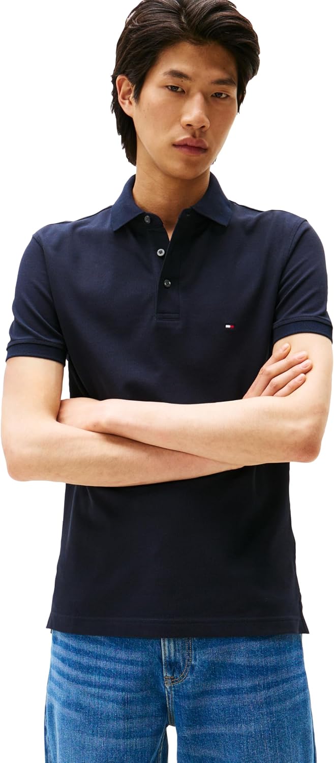 POLO PARA HOMBRE TOMMY HILFIGER MANGA CORTA SLIM FIT ALGODÓN ORGÁNICO Y STRETCH DESERT SKY - 1