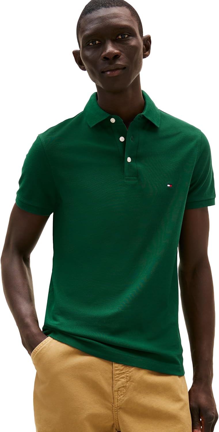 POLO PARA HOMBRE TOMMY HILFIGER MANGA CORTA SLIM FIT ALGODÓN ORGÁNICO Y STRETCH VERDE ORNAMENTAL - 1