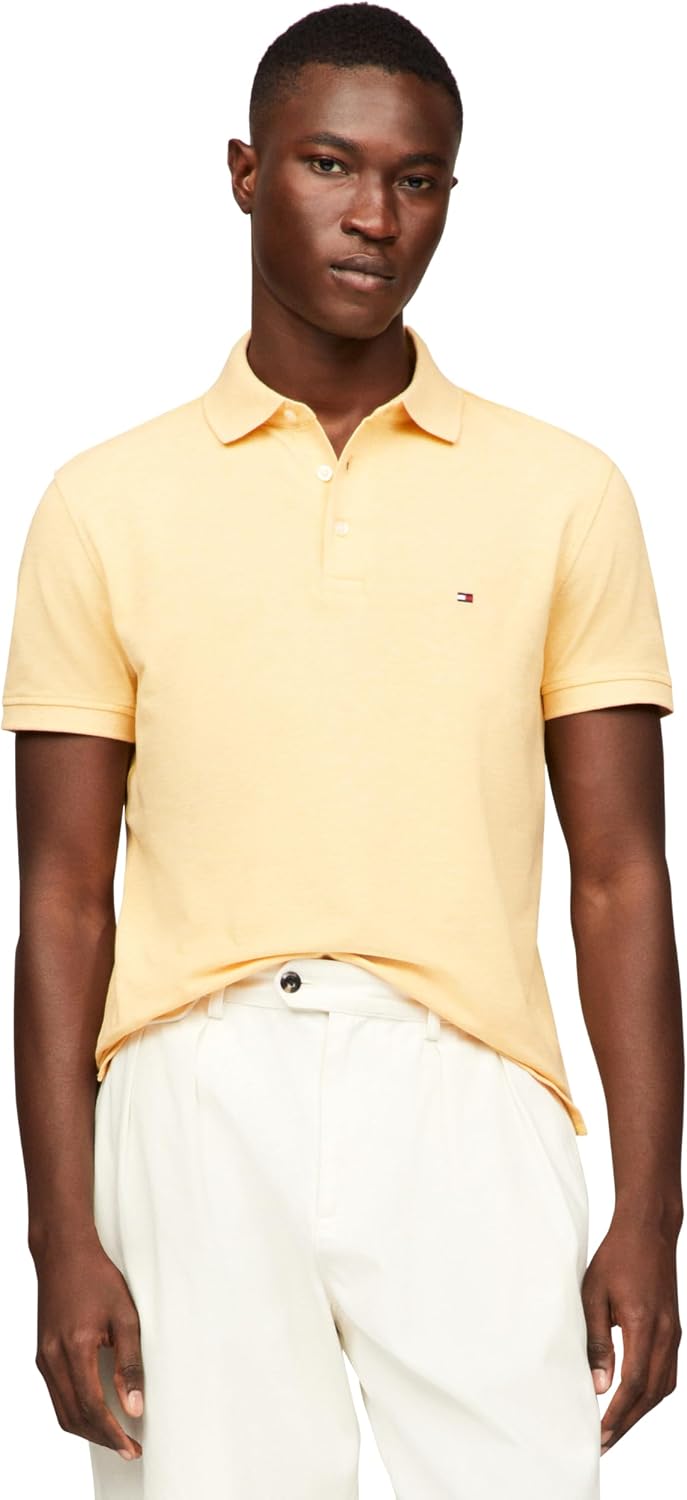 POLO PARA HOMBRE TOMMY HILFIGER MANGA CORTA SLIM FIT ALGODÓN ORGÁNICO AMARILLO - 1