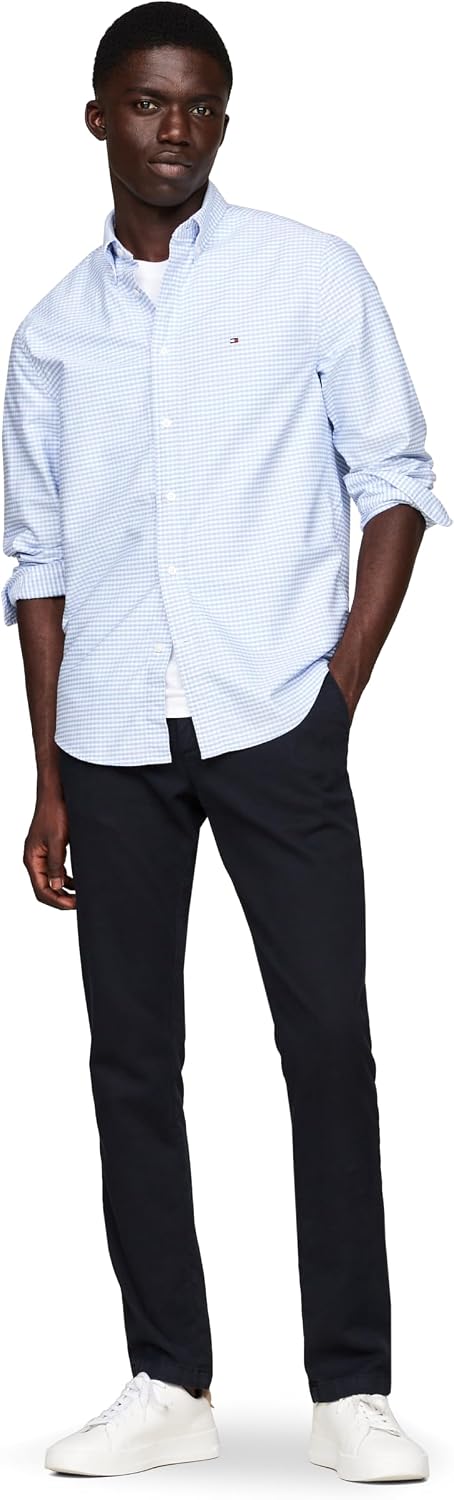 CAMISA DE HOMBRE TOMMY HILFIGER OXFORD MANGA LARGA AJUSTE REGULAR AZUL NUBLADO/BLANCO - 4