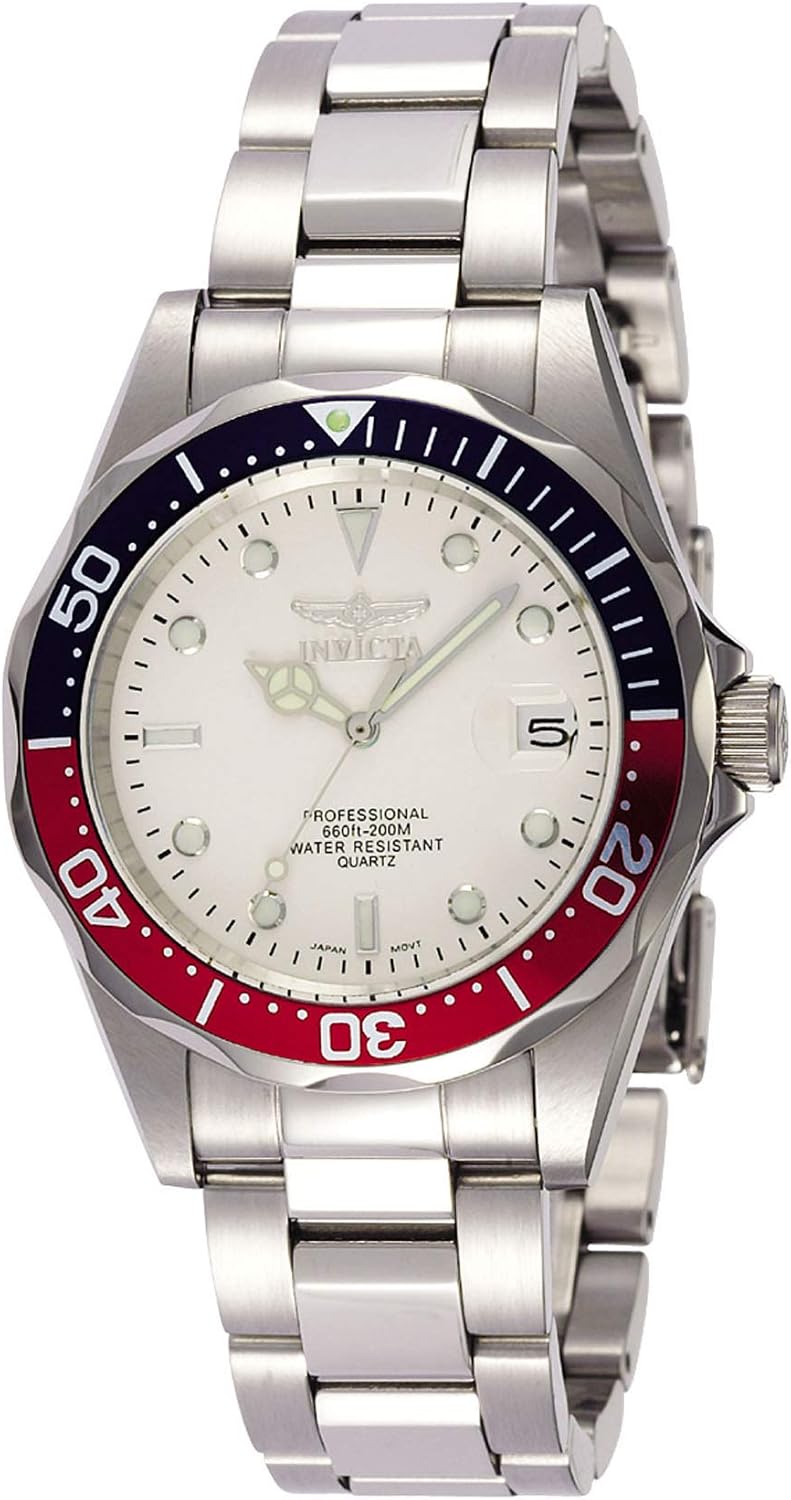 RELOJ DE PULSERA INVICTA PRO DIVER 8933 PLATEADO CON BISEL ROJO Y AZUL - 1