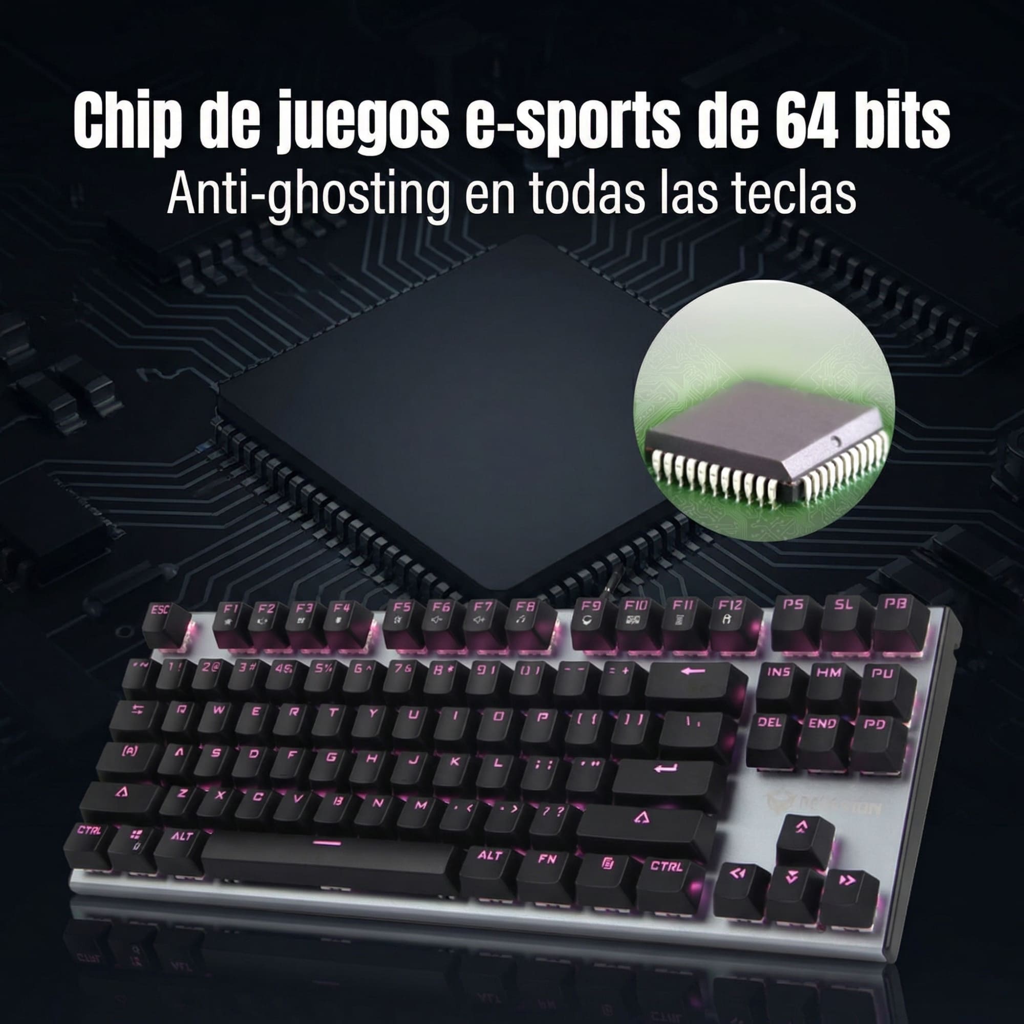 TECLADO GAMER MECÁNICO 88-SWITCH TKL RGB MEETION MK04 EN ESPAÑOL CUSTOMIZABLE OUTEMU BLUE ANTI-GHOSTING - 10
