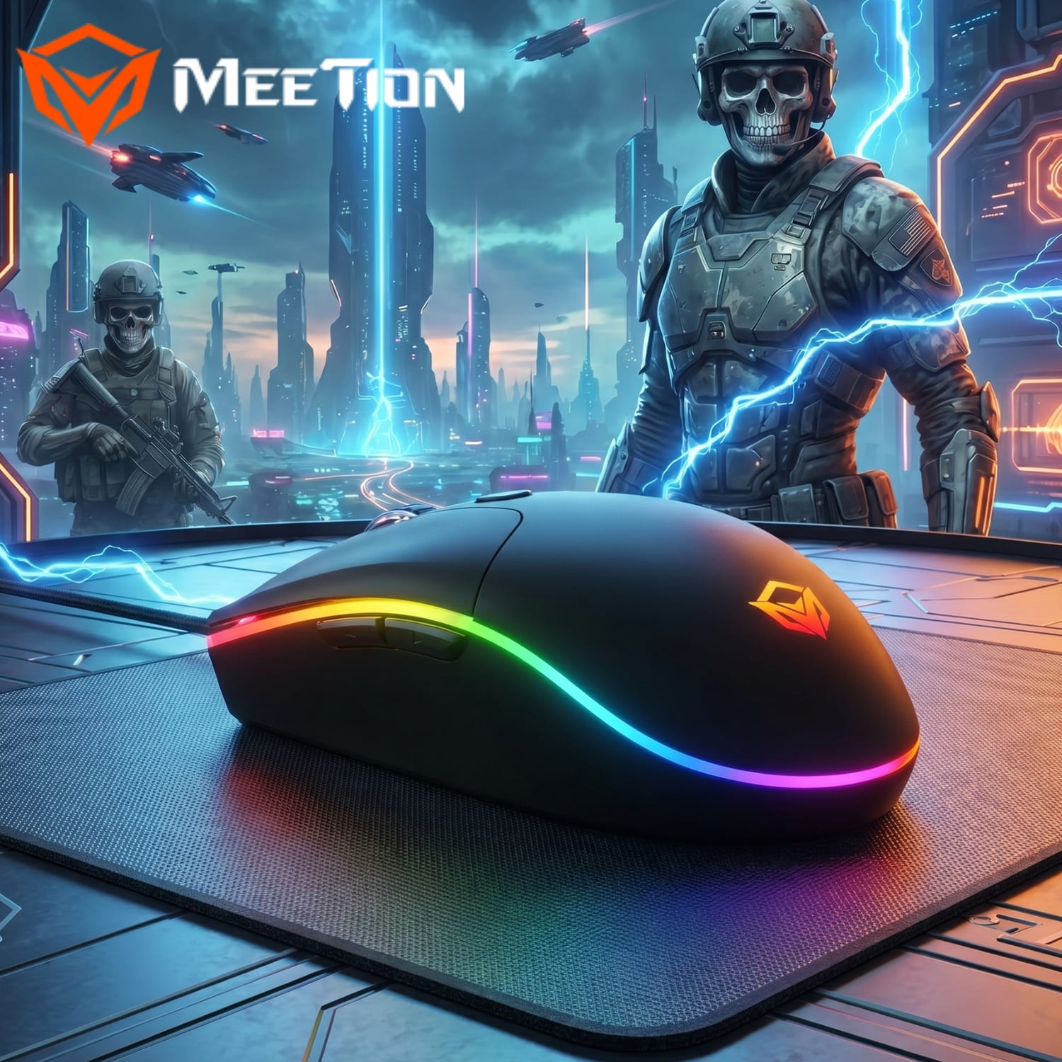 MOUSE GAMER 6D RGB MEETION GM21 PRO GAMING MOUSE 4800 DPI 6 BOTONES PROGRAMABLES USB CABLE 1.8 M - 1