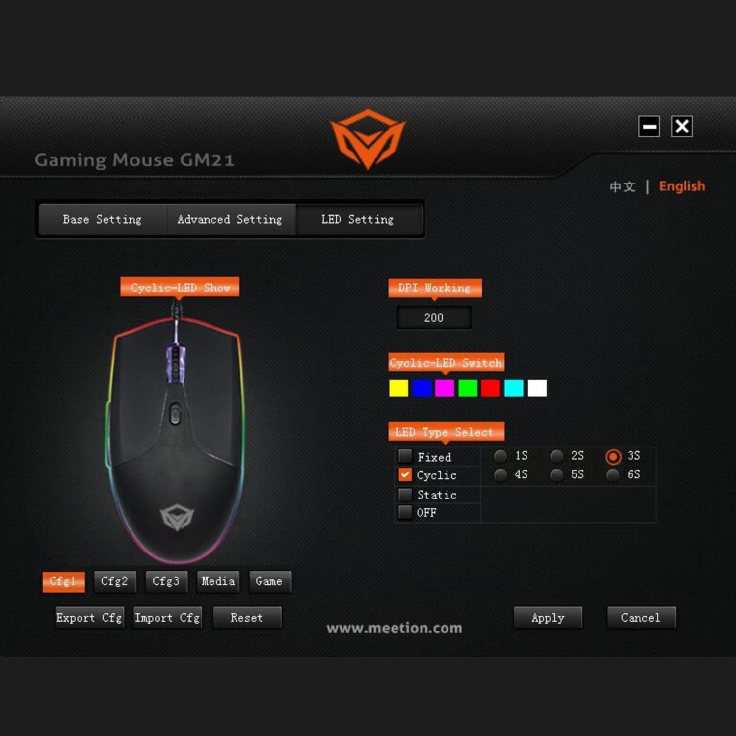 MOUSE GAMER 6D RGB MEETION GM21 PRO GAMING MOUSE 4800 DPI 6 BOTONES PROGRAMABLES USB CABLE 1.8 M - 10