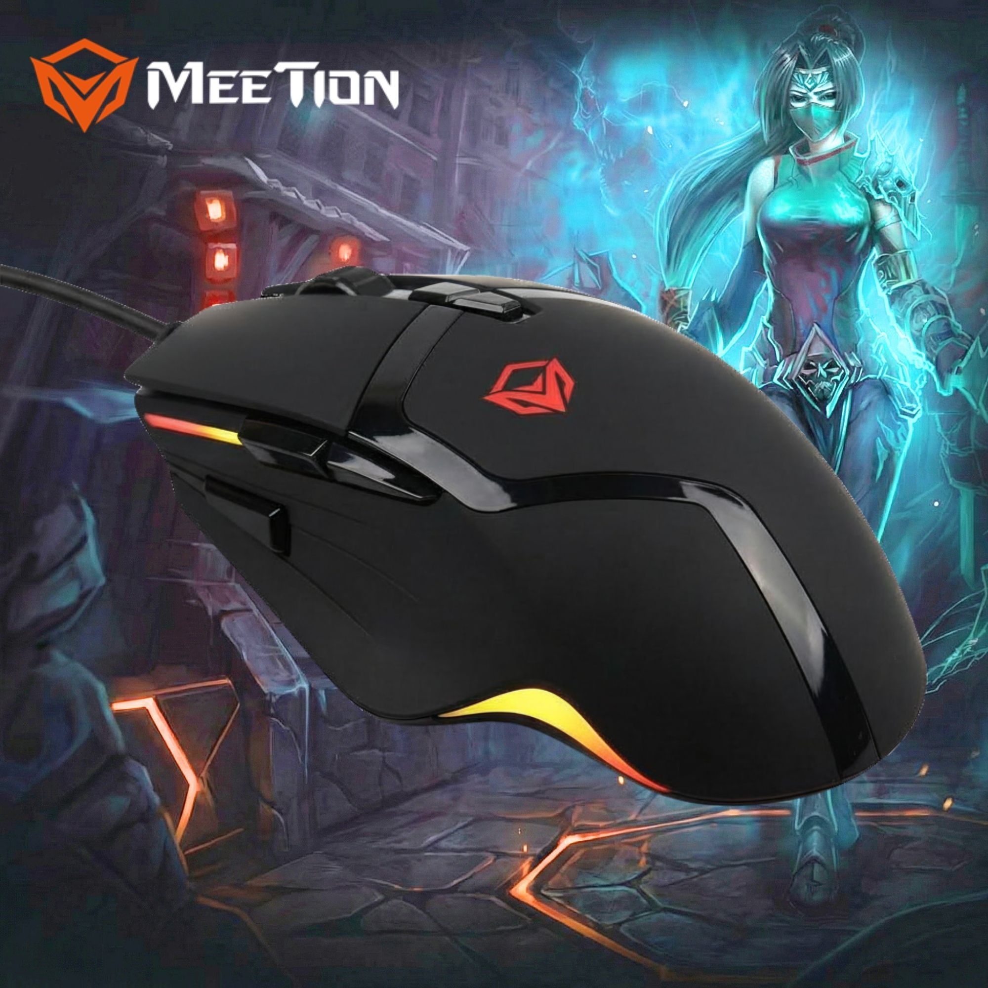 MOUSE GAMER 8D RGB MEETION MT-G3325 5000 DPI 8 BOTONES ERGONÓMICO PROFESIONAL CABLE 1.8 M - 1