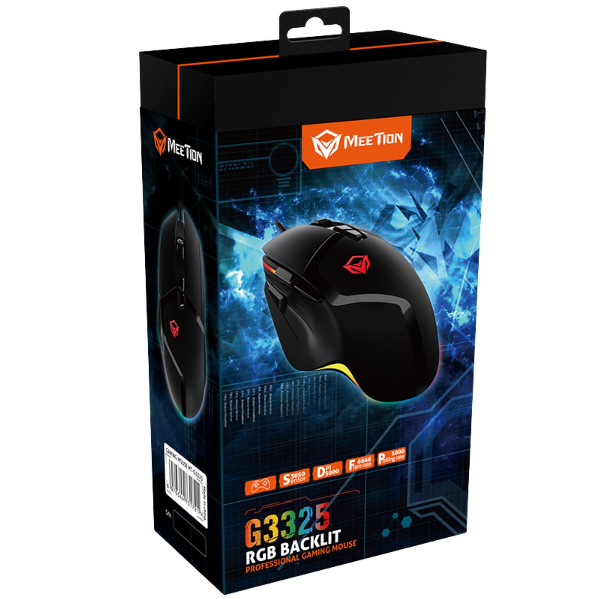 MOUSE GAMER 8D RGB MEETION MT-G3325 5000 DPI 8 BOTONES ERGONÓMICO PROFESIONAL CABLE 1.8 M - 6