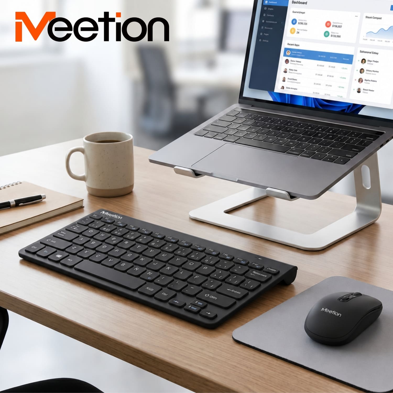 KIT TECLADO MOUSE INALÁMBRICOS MEETION MINI4000 2.4GHZ USB 2.0 TKL ESPAÑOL 1600 DPI INCLUYE BATERÍAS - NEGRO - 1