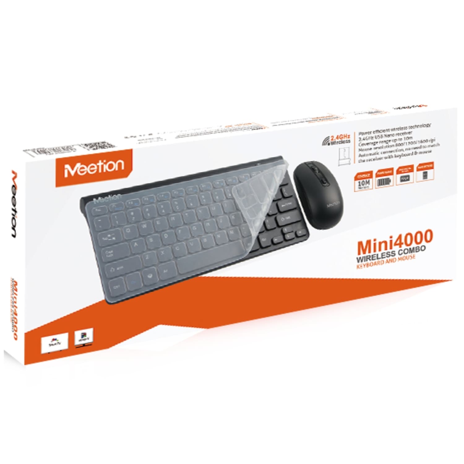 KIT TECLADO MOUSE INALÁMBRICOS MEETION MINI4000 2.4GHZ USB 2.0 TKL ESPAÑOL 1600 DPI INCLUYE BATERÍAS - NEGRO - 7