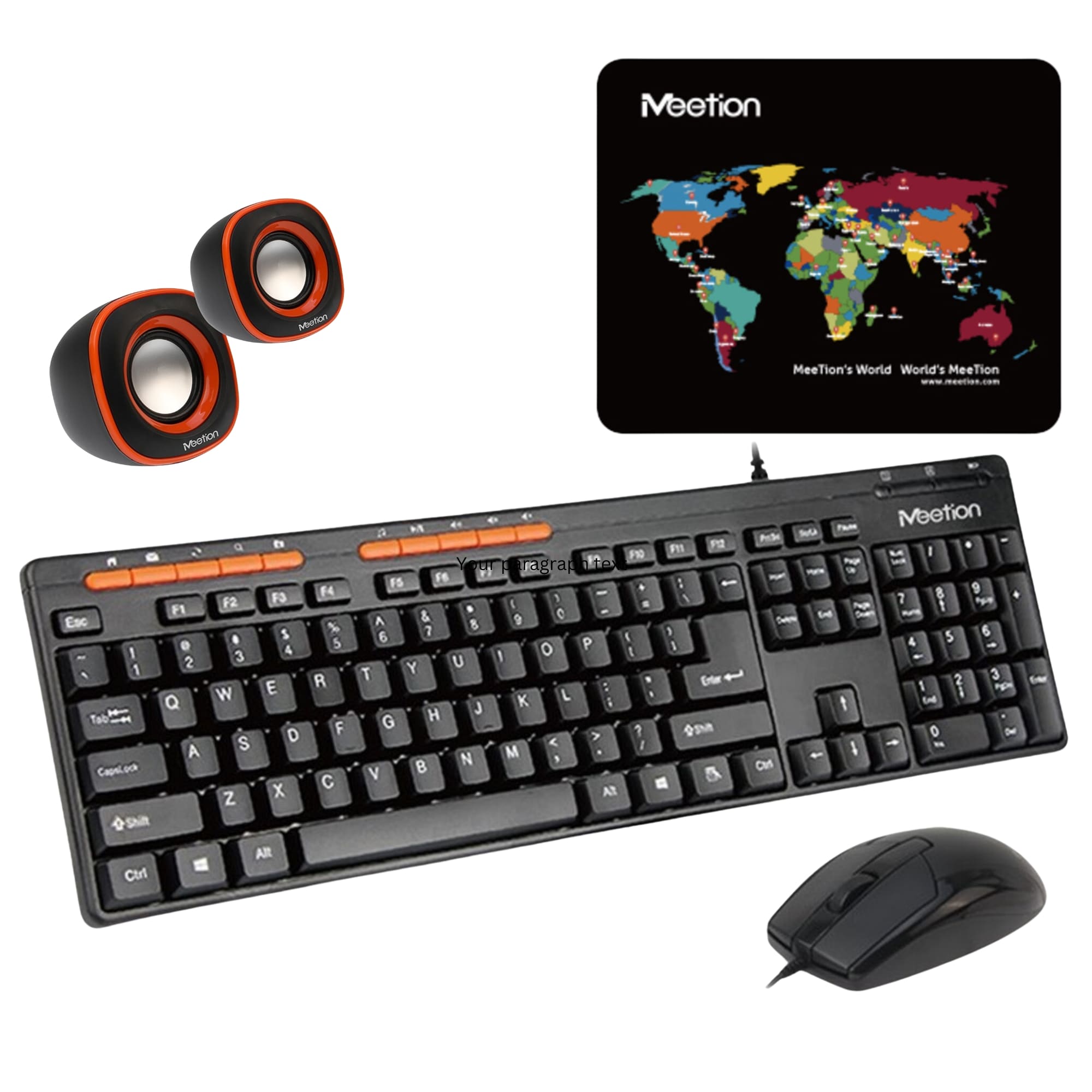KIT TECLADO MULTIMEDIA EN ESPAÑOL + MOUSE + SPEAKERS + PAD MEETION C105 COMBO PARA PRODUCTIVIDAD ESTUDIO Y TRABAJO - 2