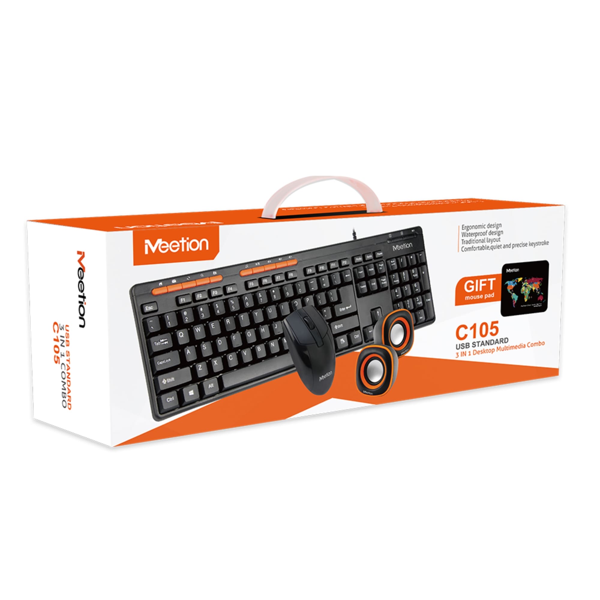 KIT TECLADO MULTIMEDIA EN ESPAÑOL + MOUSE + SPEAKERS + PAD MEETION C105 COMBO PARA PRODUCTIVIDAD ESTUDIO Y TRABAJO - 3