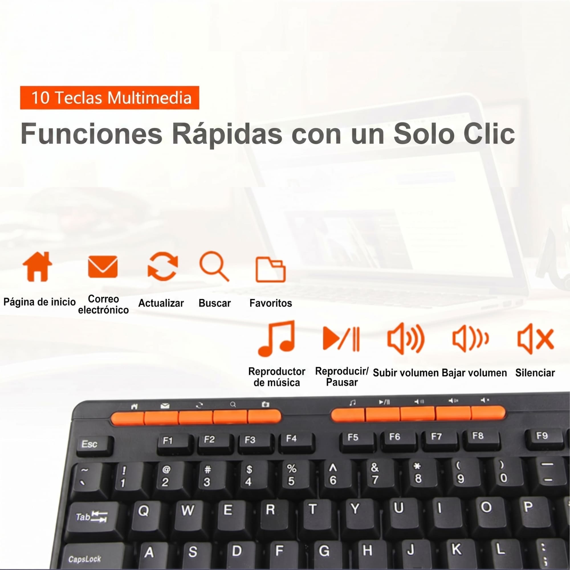 KIT TECLADO MULTIMEDIA EN ESPAÑOL + MOUSE + SPEAKERS + PAD MEETION C105 COMBO PARA PRODUCTIVIDAD ESTUDIO Y TRABAJO - 4