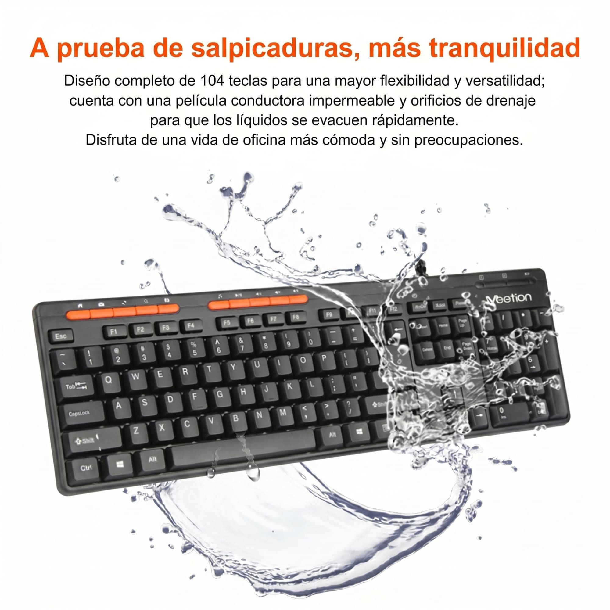 KIT TECLADO MULTIMEDIA EN ESPAÑOL + MOUSE + SPEAKERS + PAD MEETION C105 COMBO PARA PRODUCTIVIDAD ESTUDIO Y TRABAJO - 5