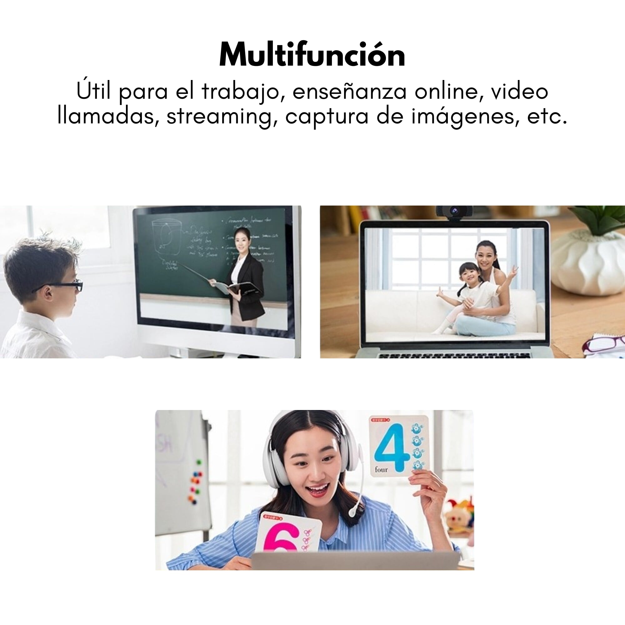 WEBCAM 1080P FULL HD 30FPS CON MICRÓFONO USB 2.0 PLUG Y PLAY CABLE 1.4M COMPATIBLE CON PC MAC ANDROID ZOOM Y STREAMING - 2