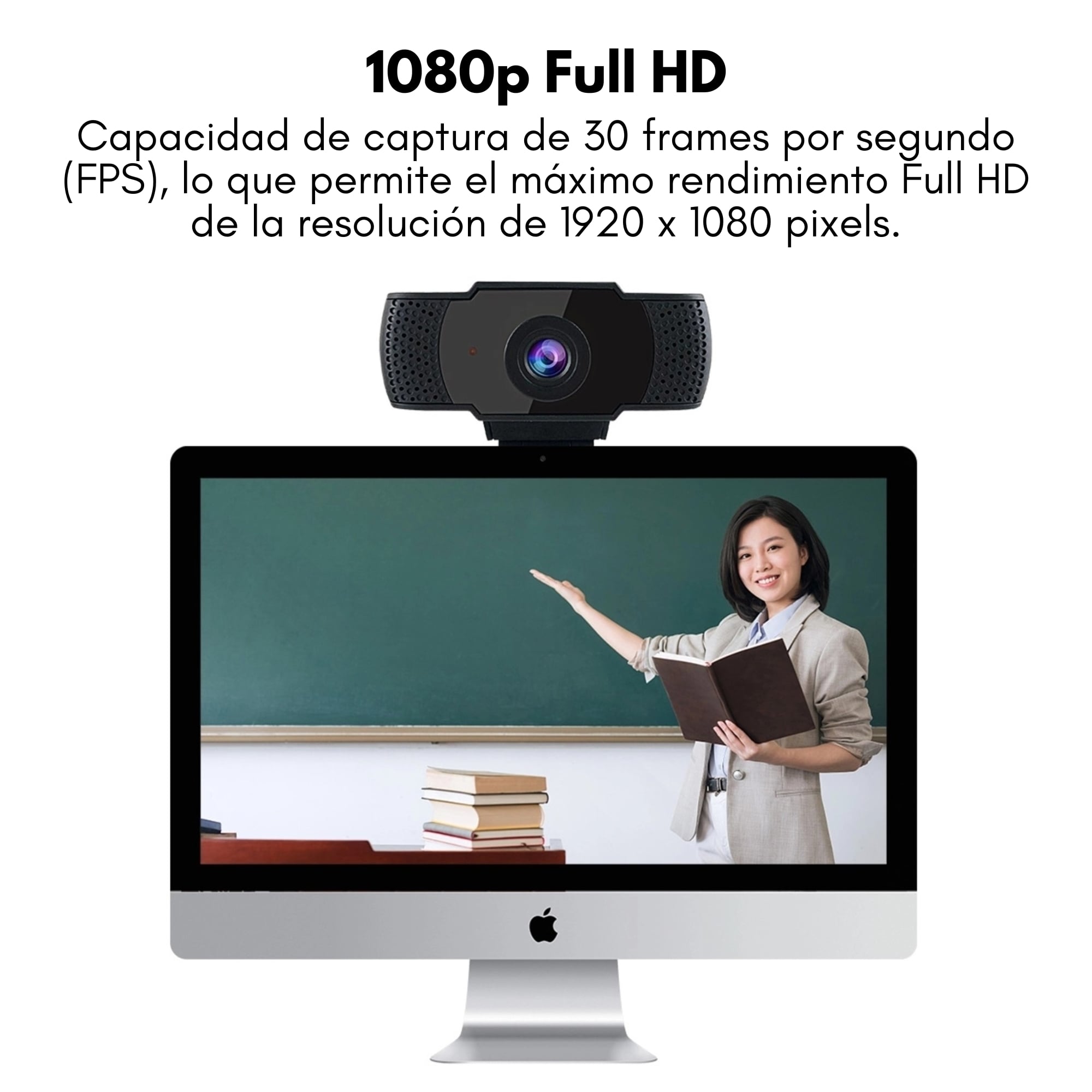WEBCAM 1080P FULL HD 30FPS CON MICRÓFONO USB 2.0 PLUG Y PLAY CABLE 1.4M COMPATIBLE CON PC MAC ANDROID ZOOM Y STREAMING - 5