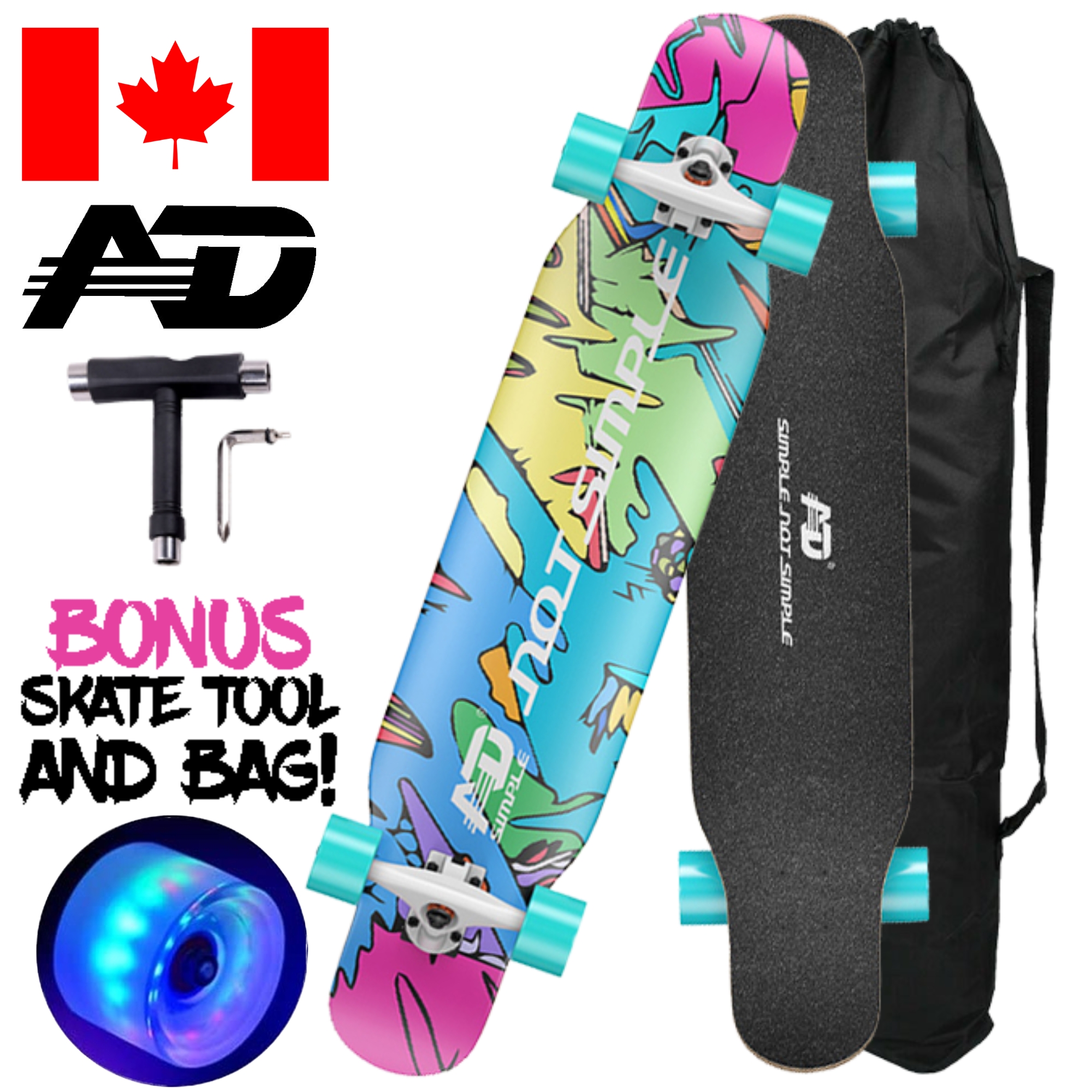 SKATE LONGBOARD 42'' DANCING CRUISING DOWNHILL - RUEDAS LED - 2