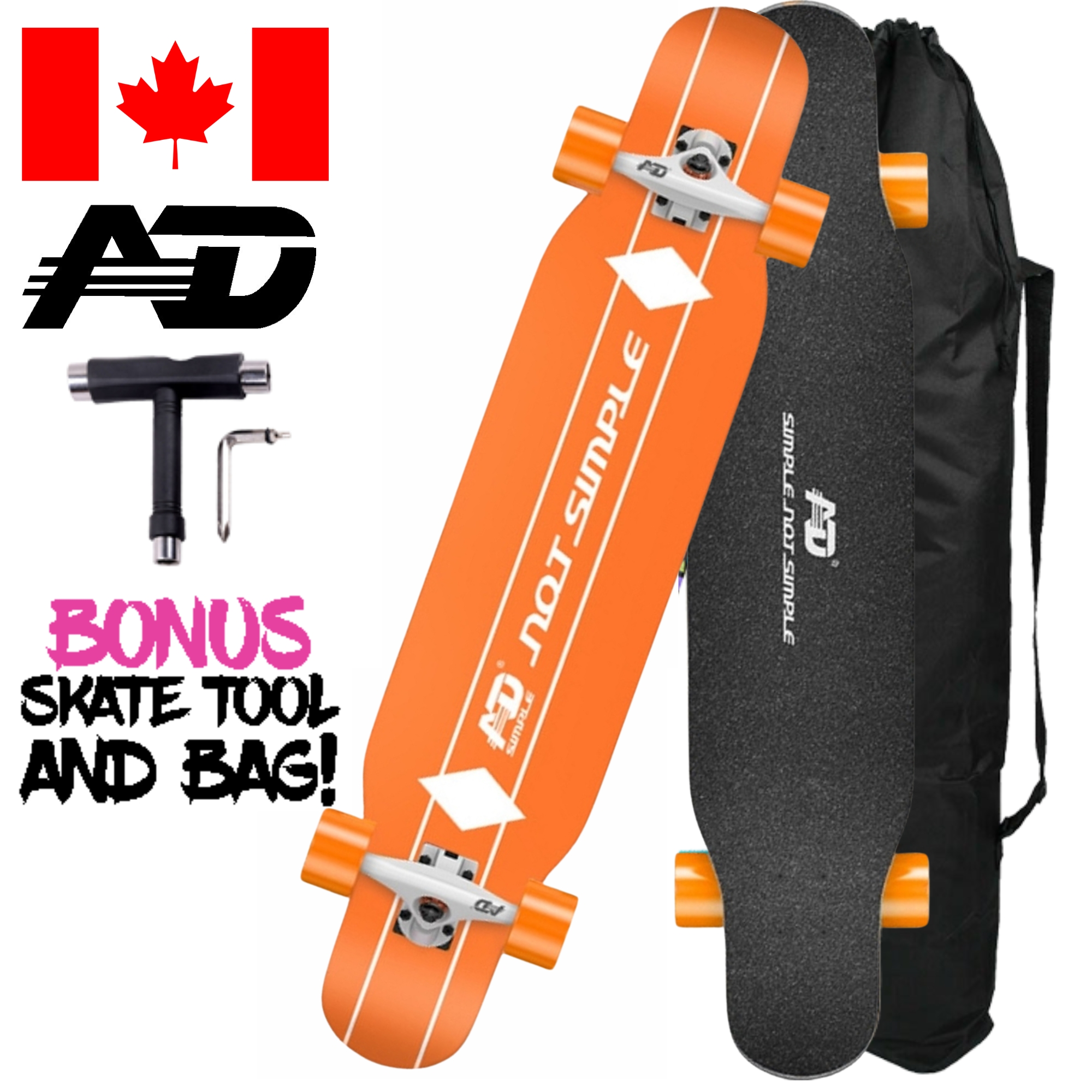 SKATE LONGBOARD 42'' DANCING CRUISING DOWNHILL - ORANGE - 1