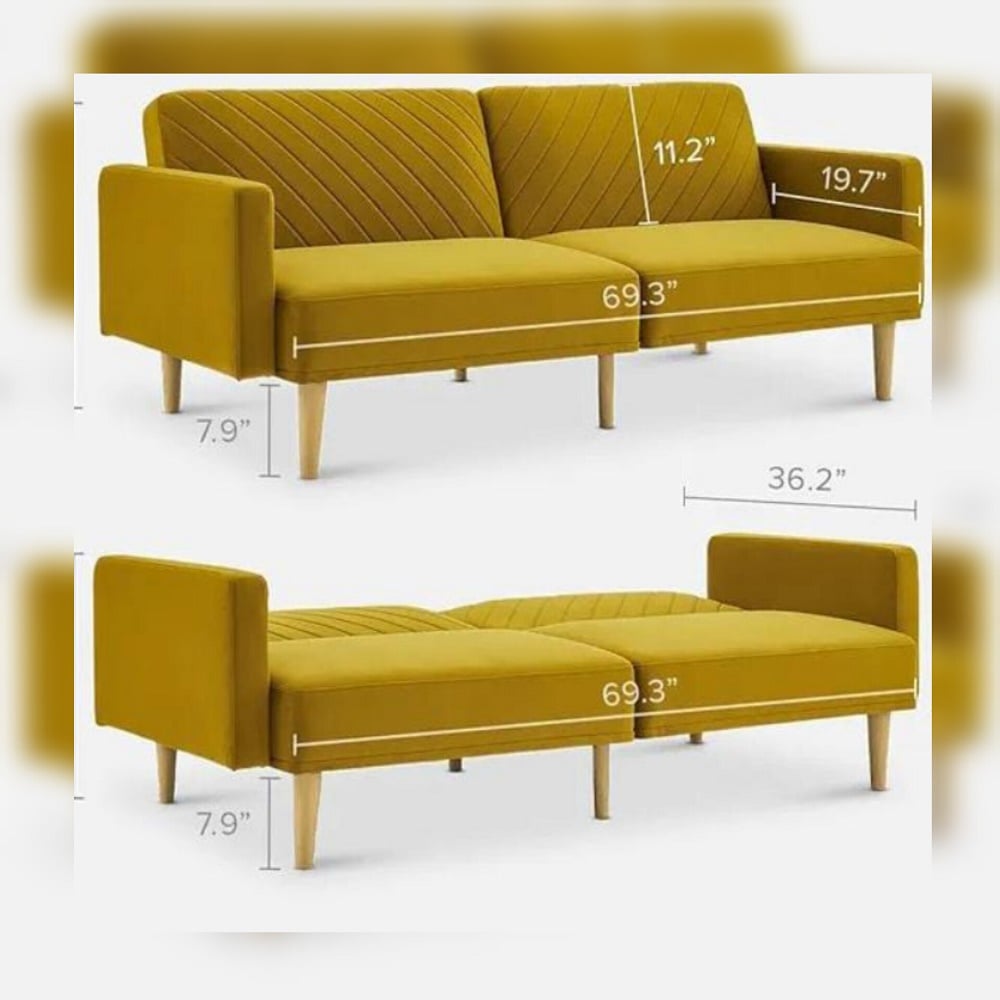 SOFÁ CAMA DECOSTORE MOSTAZA TALE - 2