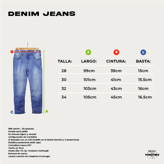 JEAN CASUAL SLIM HOMBRE YONISTERS BÁSICO SEMIPITILLO STRETCH CLOTHING DENIM - 5