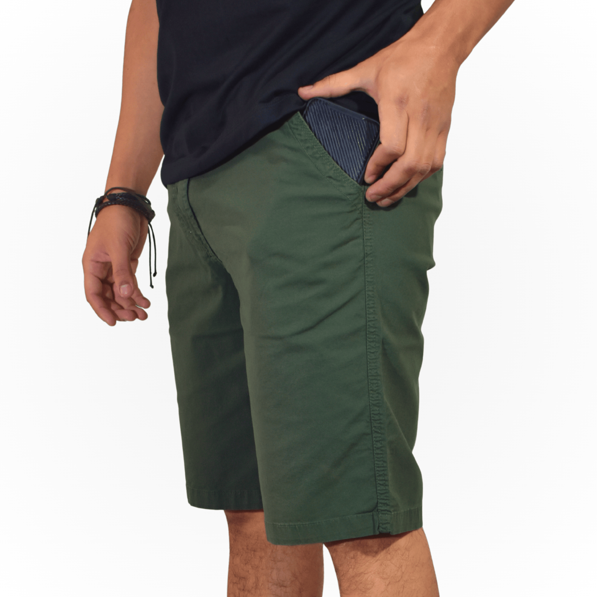 SHORT SLIM FIT CASUAL VERDE ALGODÓN DRILL STRETCH YONISTER CLOTHING - 3
