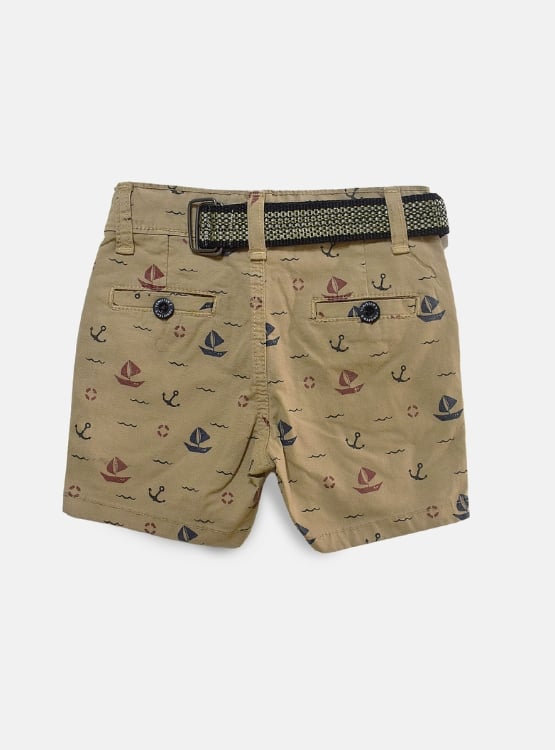 SHORT NIÑO YONISTERS BEIGE ANCLA BARCO TAFETA ESTAMPADO SEMIPITILLO STRETCH KIDS - 2