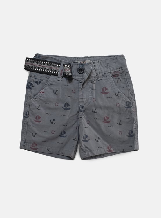 SHORT NIÑO YONISTERS GRIS ANCLA BARCO TAFETA ESTAMPADO SEMIPITILLO STRETCH KIDS - 1