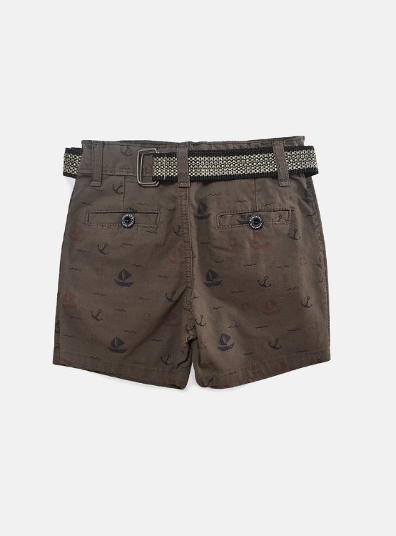 SHORT NIÑO YONISTERS MARRÓN ANCLA BARCO TAFETA ESTAMPADO SEMIPITILLO STRETCH KIDS - 2