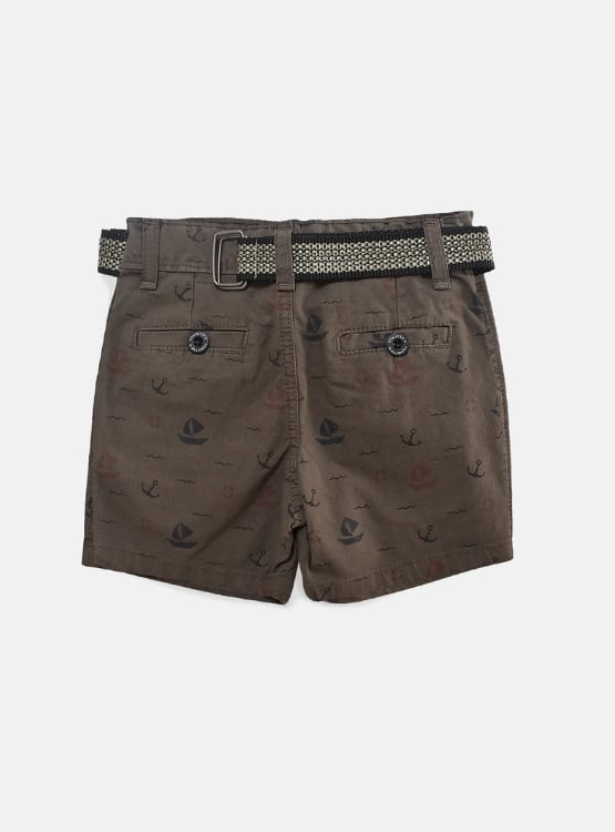 SHORT NIÑO YONISTERS MARRÓN ANCLA BARCO TAFETA ESTAMPADO SEMIPITILLO STRETCH KIDS - 2