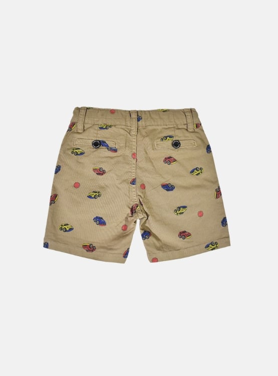 SHORT NIÑO YONISTERS BEIGE CAR TAFETA ESTAMPADO SEMIPITILLO STRETCH KIDS - 2