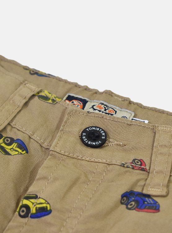 SHORT NIÑO YONISTERS BEIGE CAR TAFETA ESTAMPADO SEMIPITILLO STRETCH KIDS - 3