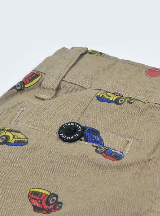 SHORT NIÑO YONISTERS BEIGE CAR TAFETA ESTAMPADO SEMIPITILLO STRETCH KIDS - 5