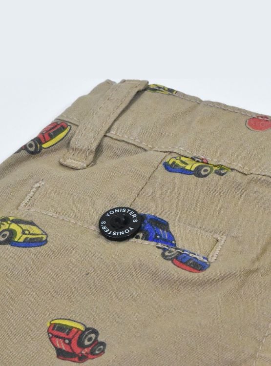 SHORT NIÑO YONISTERS BEIGE CAR TAFETA ESTAMPADO SEMIPITILLO STRETCH KIDS - 5
