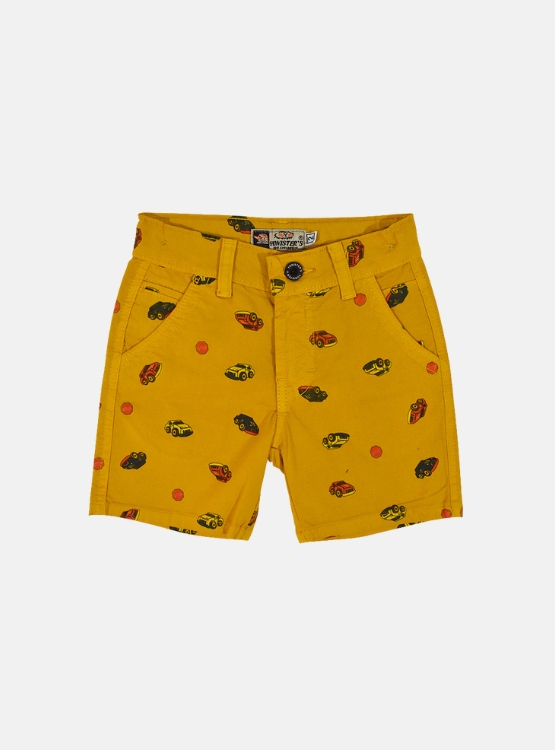 SHORT NIÑO YONISTERS AMARILLO CAR TAFETA ESTAMPADO SEMIPITILLO STRETCH KIDS - 1