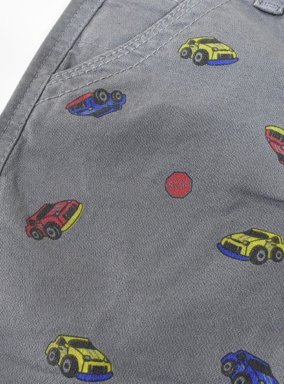 SHORT NIÑO YONISTERS GRIS CAR TAFETA ESTAMPADO SEMIPITILLO STRETCH KIDS - 3