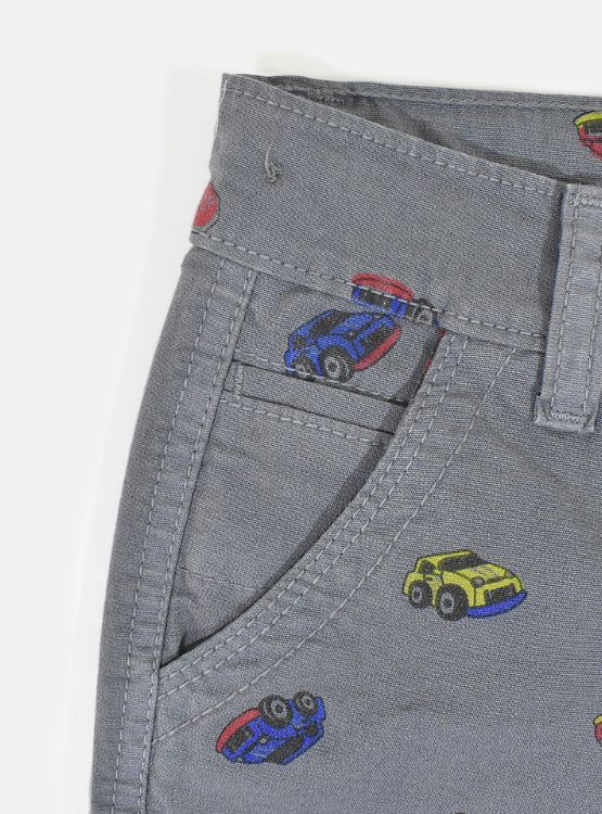 SHORT NIÑO YONISTERS GRIS CAR TAFETA ESTAMPADO SEMIPITILLO STRETCH KIDS - 4