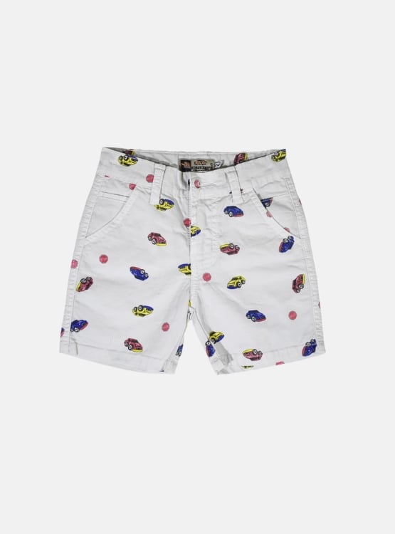 SHORT NIÑO YONISTERS BLANCO CAR TAFETA ESTAMPADO SEMIPITILLO STRETCH KIDS - 1