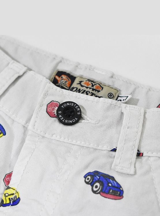 SHORT NIÑO YONISTERS BLANCO CAR TAFETA ESTAMPADO SEMIPITILLO STRETCH KIDS - 3