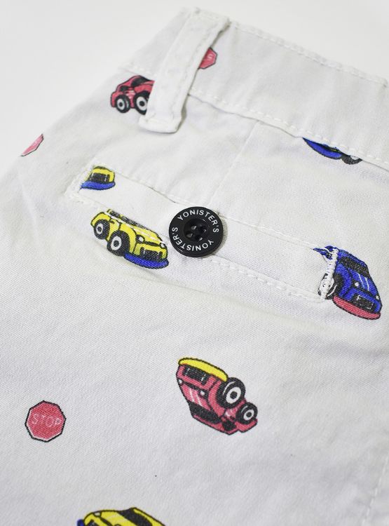 SHORT NIÑO YONISTERS BLANCO CAR TAFETA ESTAMPADO SEMIPITILLO STRETCH KIDS - 6