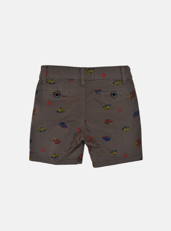 SHORT NIÑO YONISTERS MARRÓN CAR TAFETA ESTAMPADO SEMIPITILLO STRETCH KIDS - 2