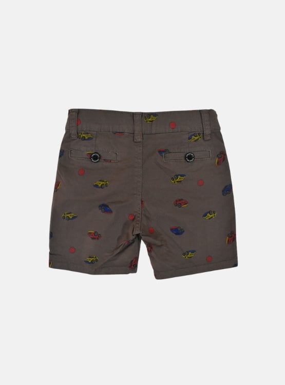 SHORT NIÑO YONISTERS MARRÓN CAR TAFETA ESTAMPADO SEMIPITILLO STRETCH KIDS - 2