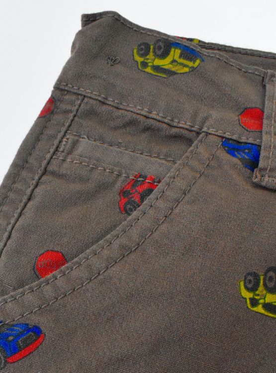 SHORT NIÑO YONISTERS MARRÓN CAR TAFETA ESTAMPADO SEMIPITILLO STRETCH KIDS - 4