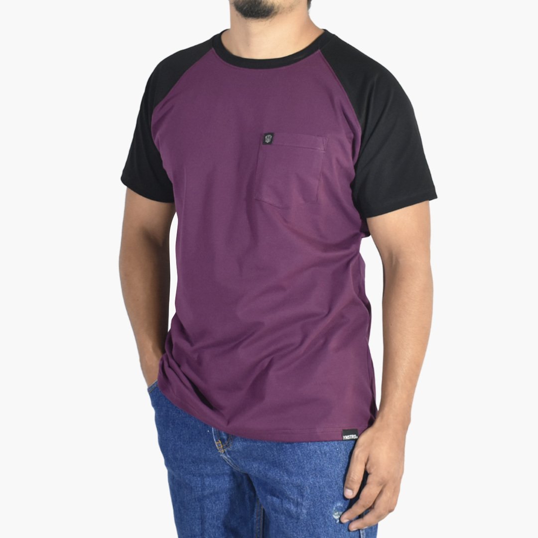 POLO RANGLAN DE ALGODÓN CON BOLSILLO YONISTERS CLOTHING MORADO - 4