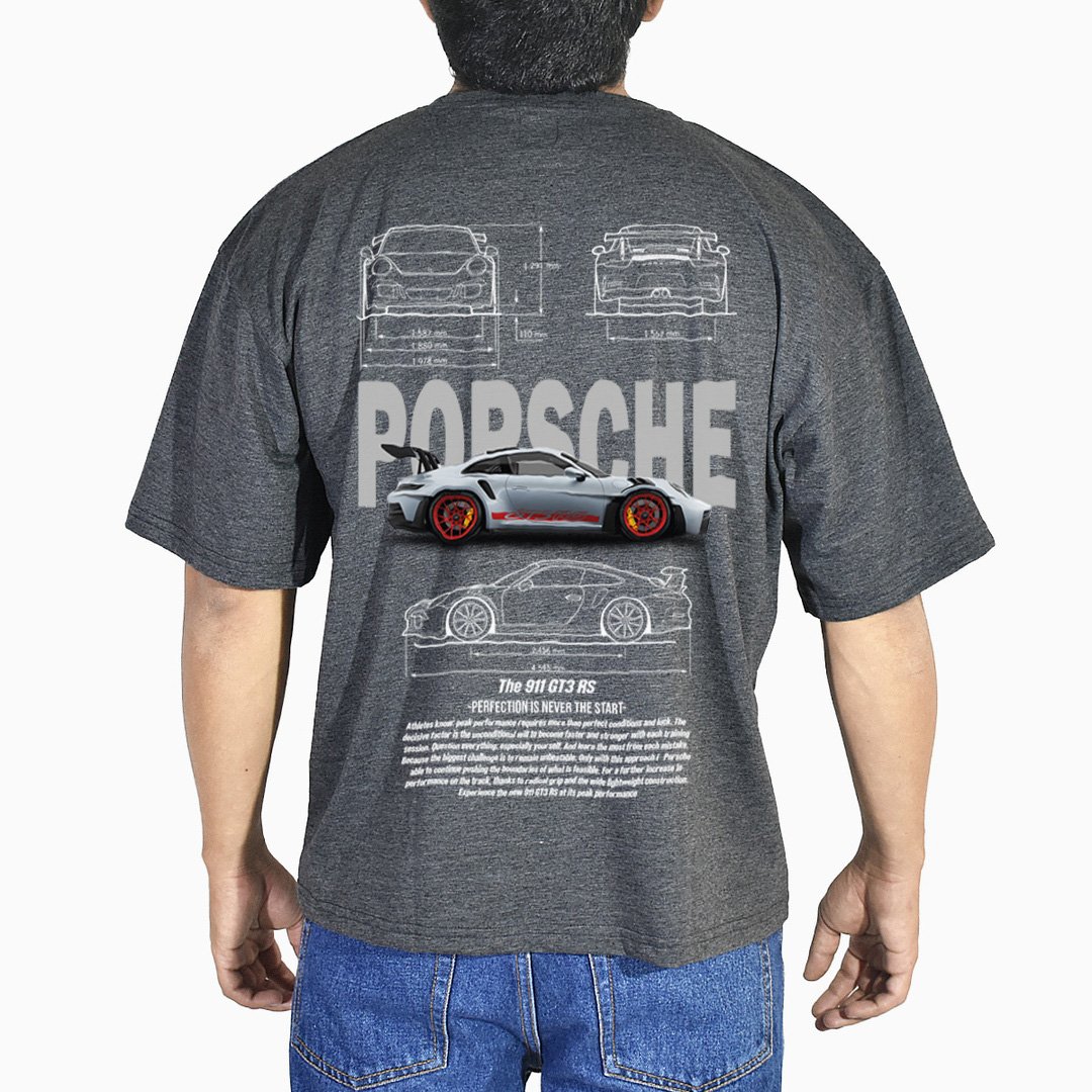 POLO OVERSIZE DE ALGODÓN CHARCOAL PORSCHE YONISTERS CLOTHING - 1