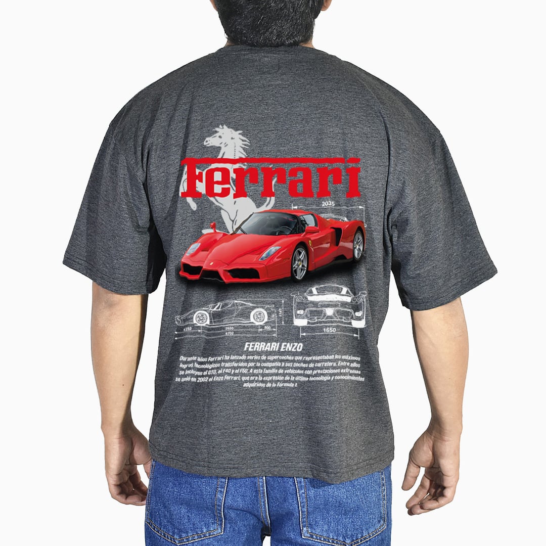 POLO OVERSIZE DE ALGODÓN CHARCOAL FERRARI YONISTERS CLOTHING - 1