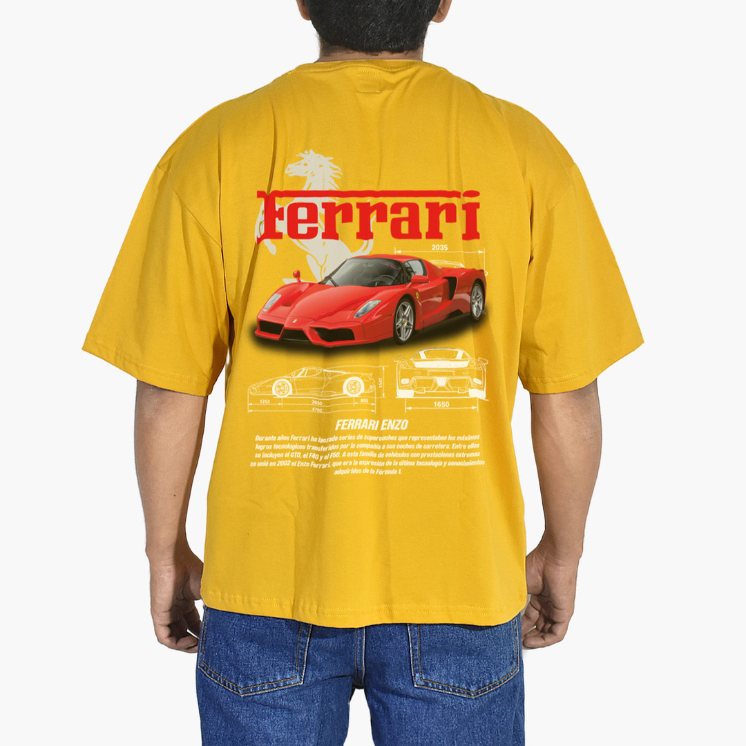 POLO OVERSIZE DE ALGODÓN AMARILLO FERRARI YONISTERS CLOTHING - 1