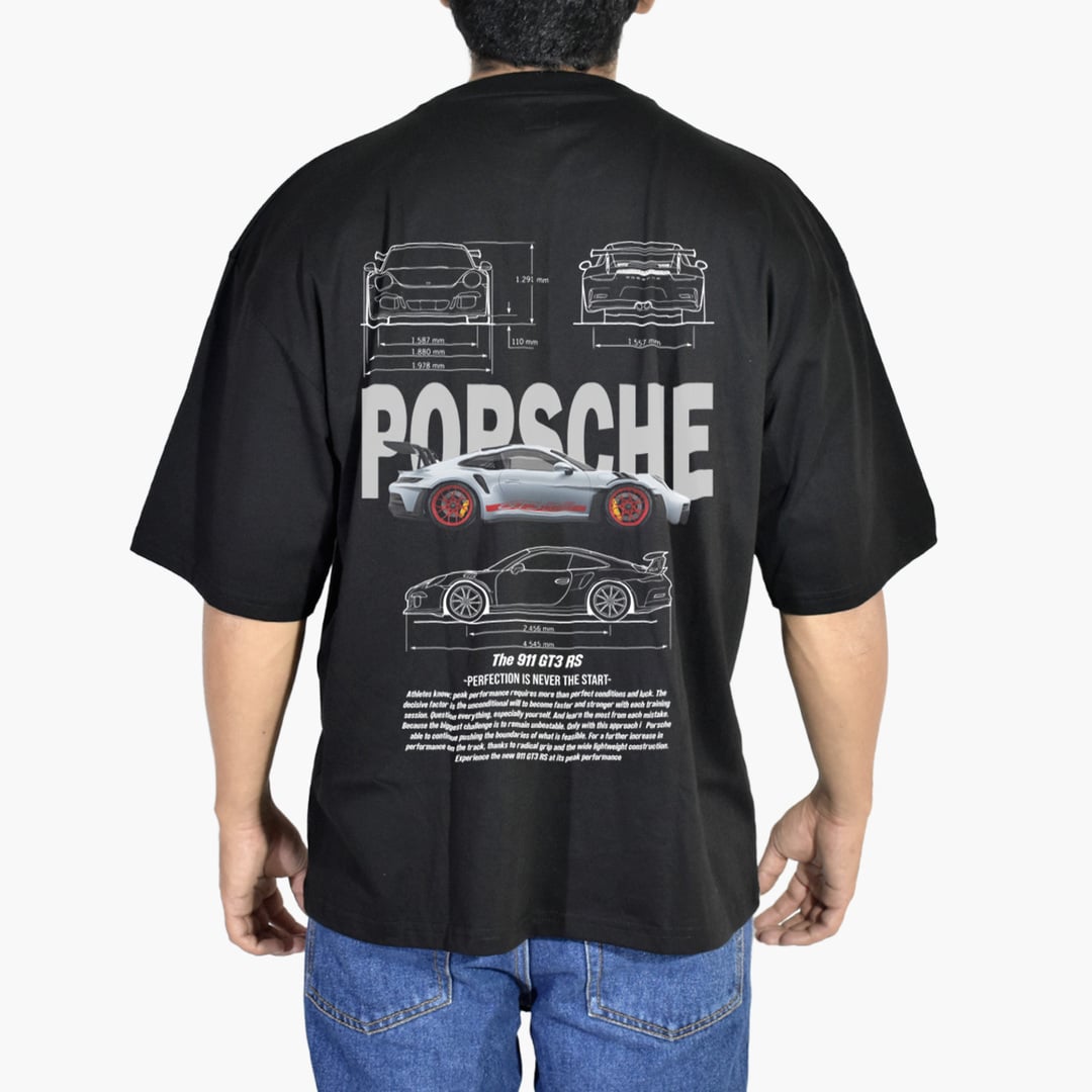 POLO OVERSIZE DE ALGODÓN NEGRO PORSCHE YONISTERS CLOTHING - 1
