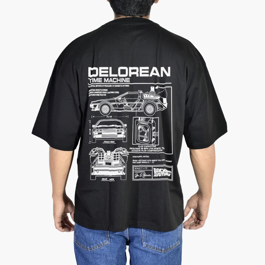 POLO OVERSIZE DE ALGODÓN NEGRO DELOREAN YONISTERS CLOTHING - 1