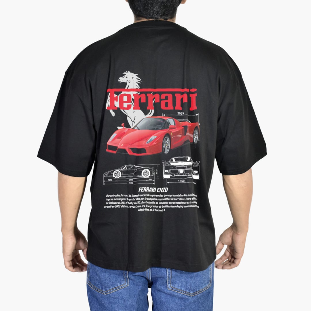POLO OVERSIZE DE ALGODÓN NEGRO FERRARI YONISTERS CLOTHING - 1
