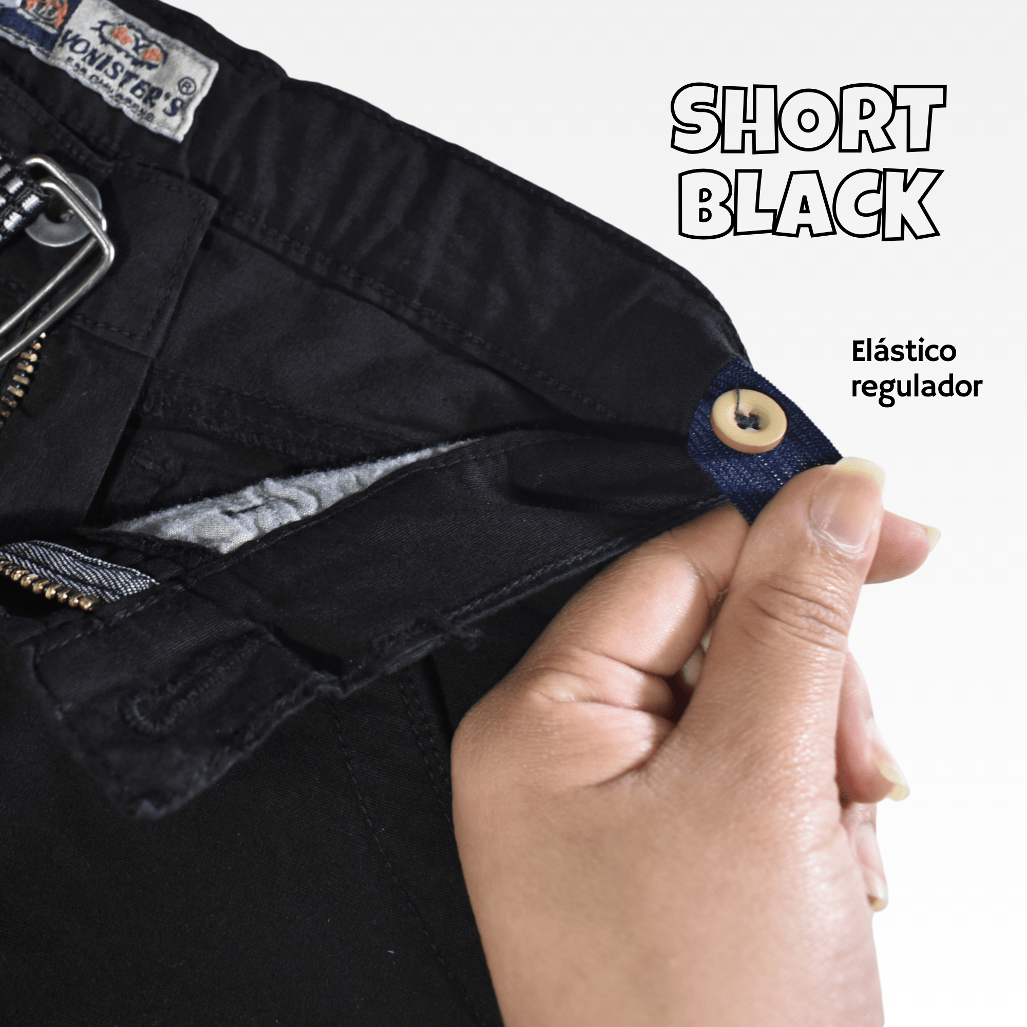 SHORT NIÑO CASUAL ALGODÓN DRILL TAFETA NEGRO YONISTERS CLOTHING - 5