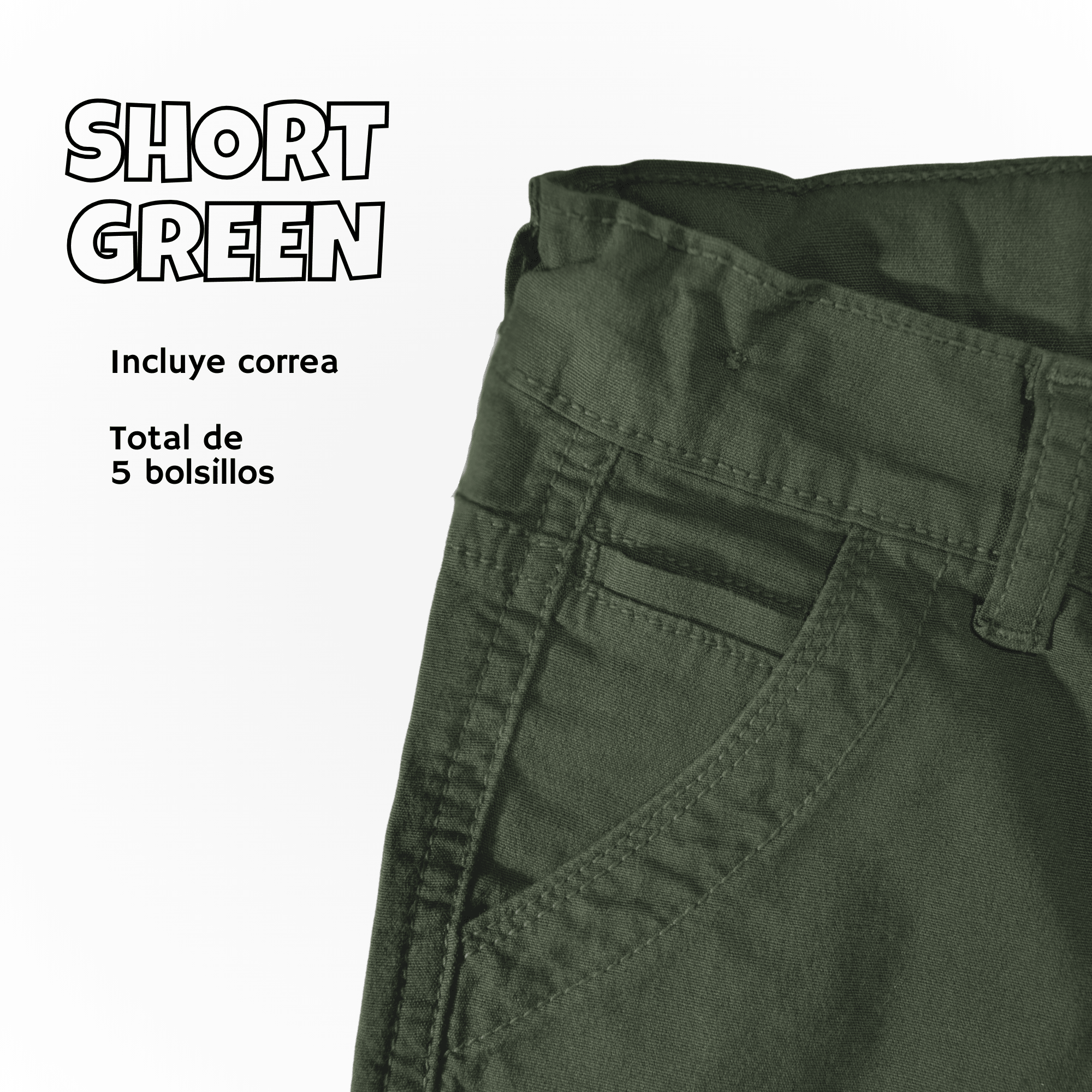 SHORT NIÑO CASUAL ALGODÓN DRILL TAFETA VERDE YONISTERS CLOTHING - 3